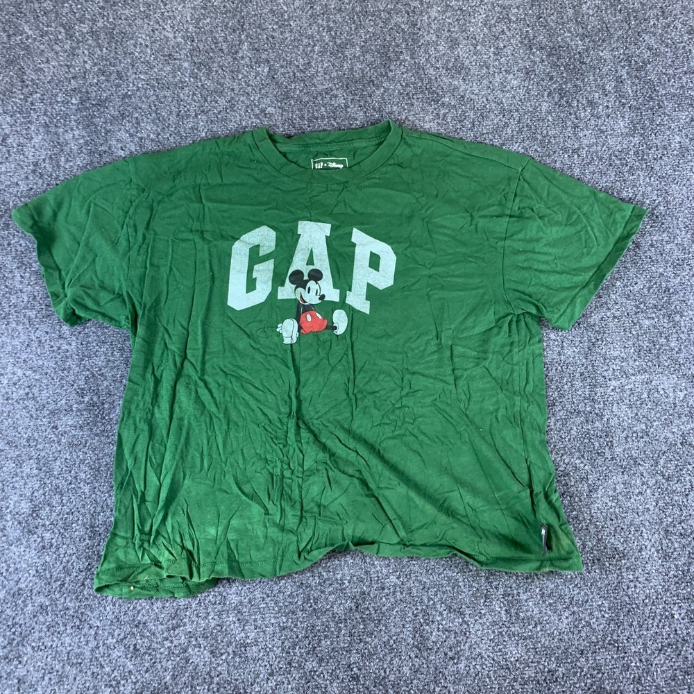 Gap X Disney T Shirt Unisex Medium Tall Green Mickey Mouse Graphic Print Cotton